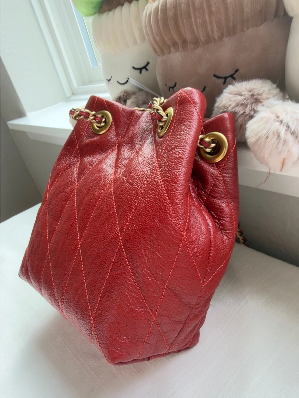 NWT 🍒 Coach Poppy Jade Drawstring Bag With Quilting